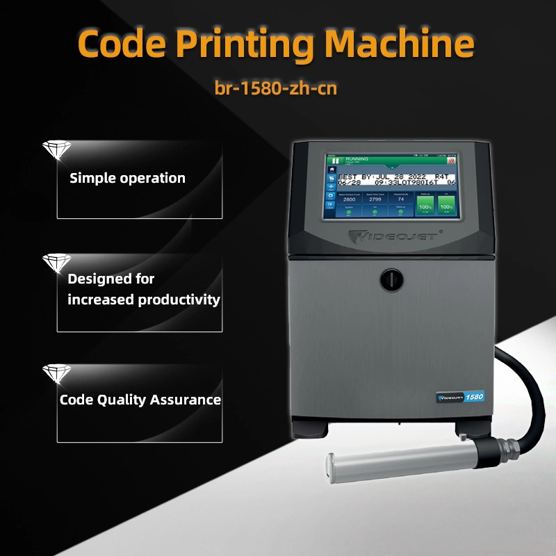 Videojet Continuous Cij Inkjet Coding Printer Machine 1240 1280 1580 Date Batch Number Coding Machine